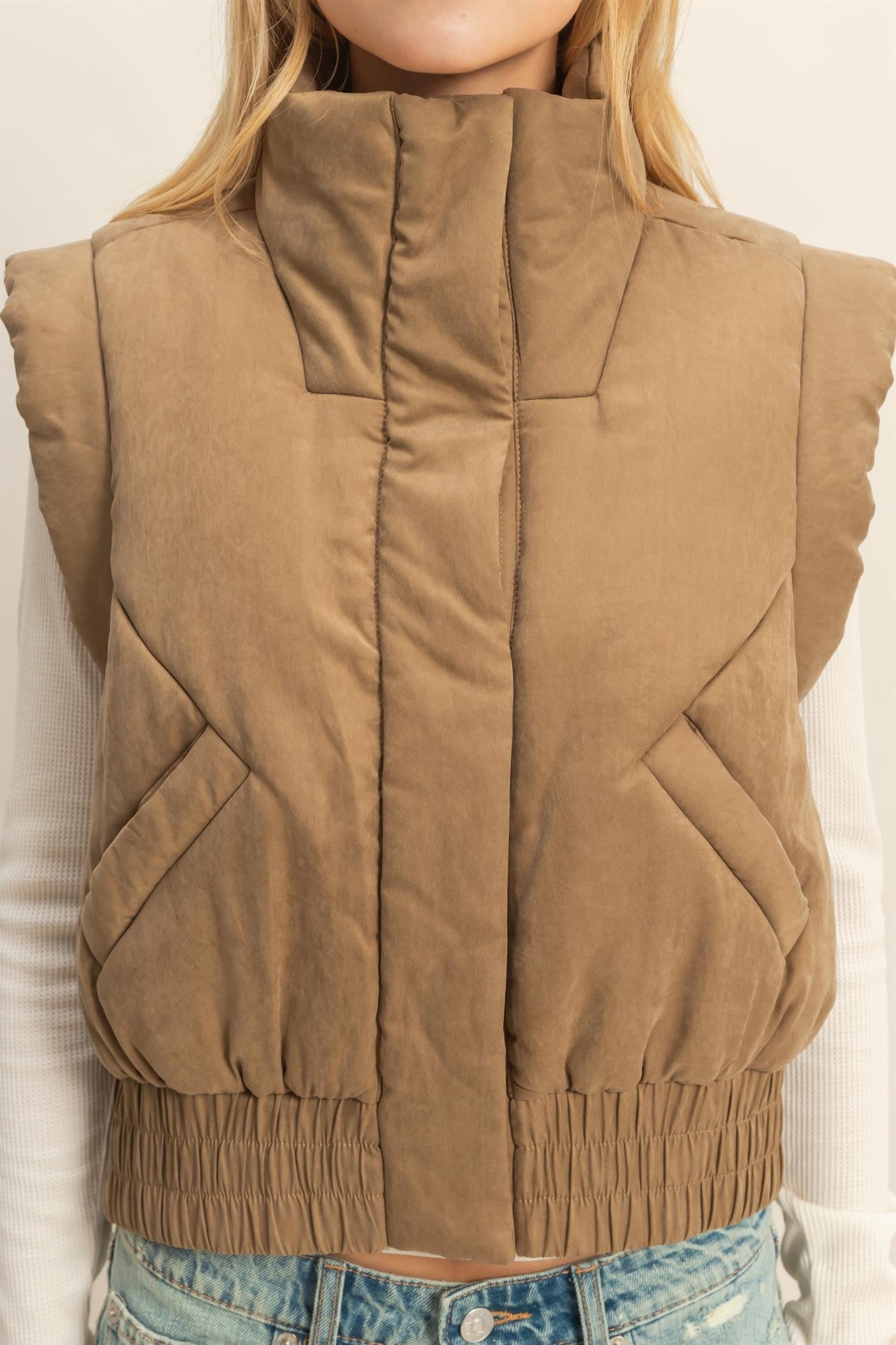 Golden Hour Puffer Beige Vest