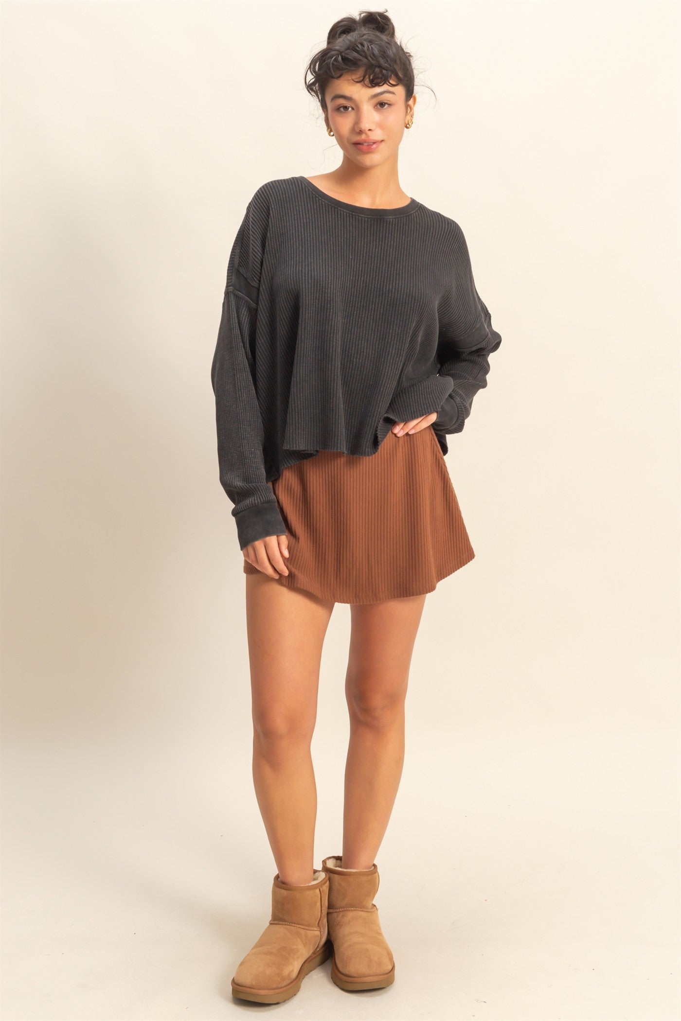 Twist of Charm Open Back Top Black