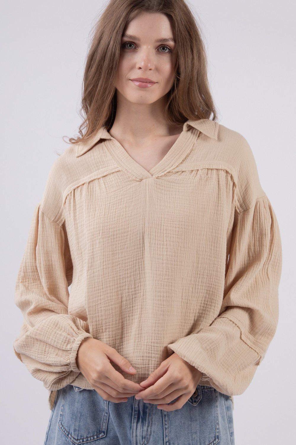 Cotton Gauze Woven Natural Top