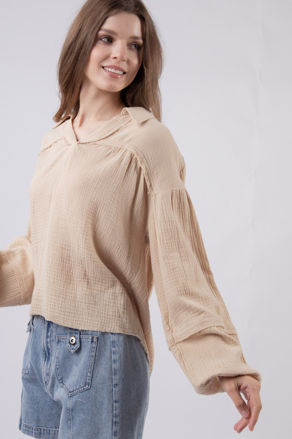 Cotton Gauze Woven Natural Top