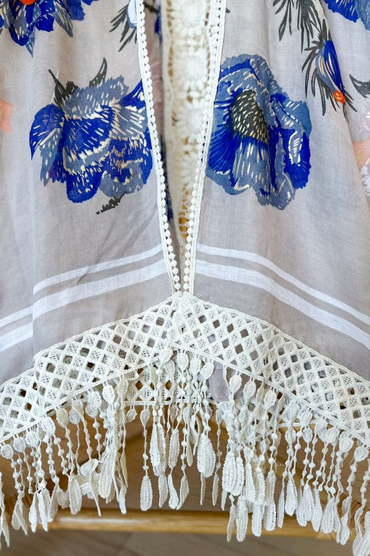 The Daphne Floral Lace Detail Kimono