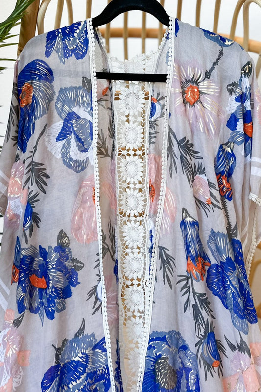 The Daphne Floral Lace Detail Kimono