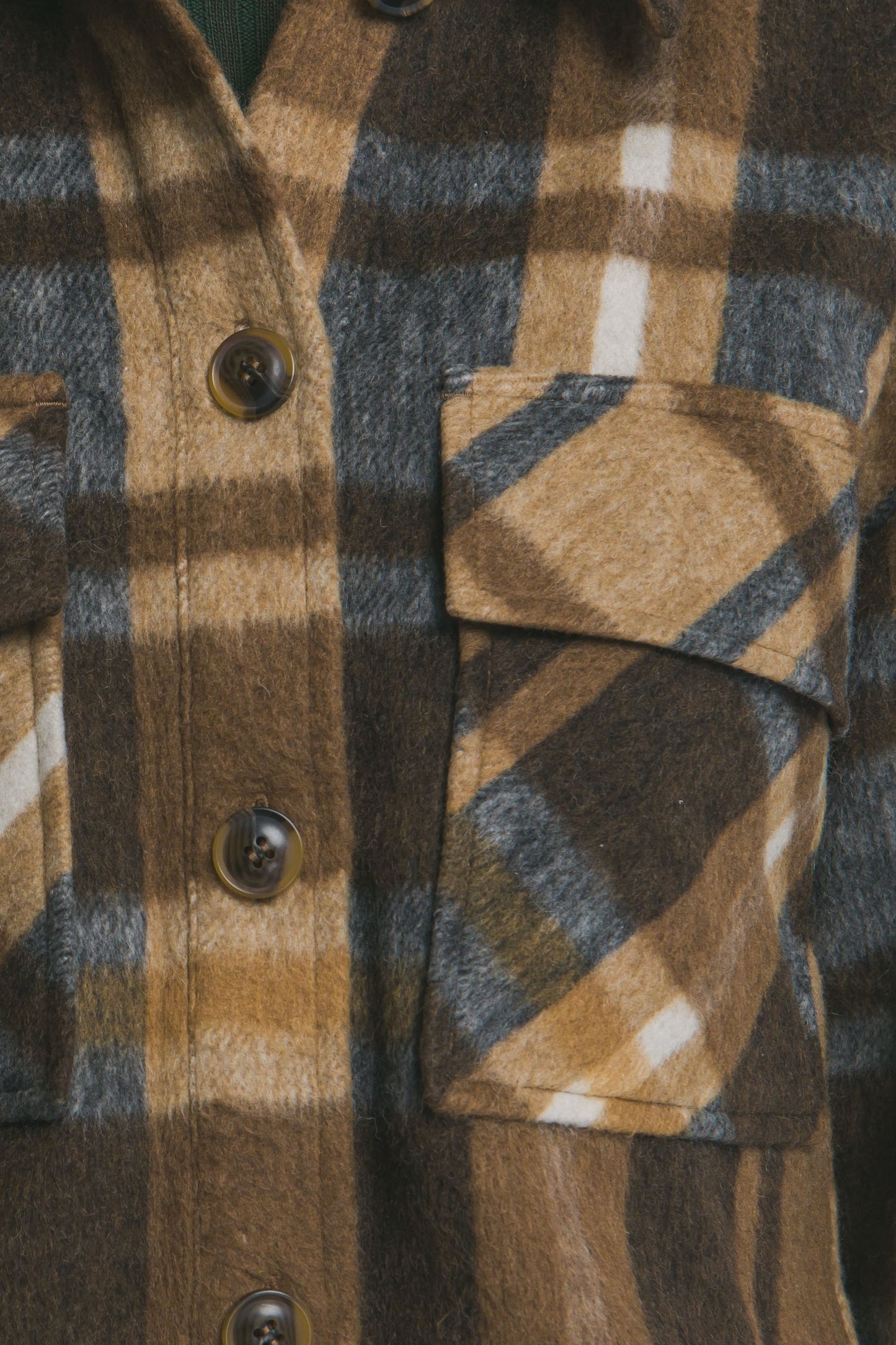 Caramel Honey Button Short Plaid Shacket