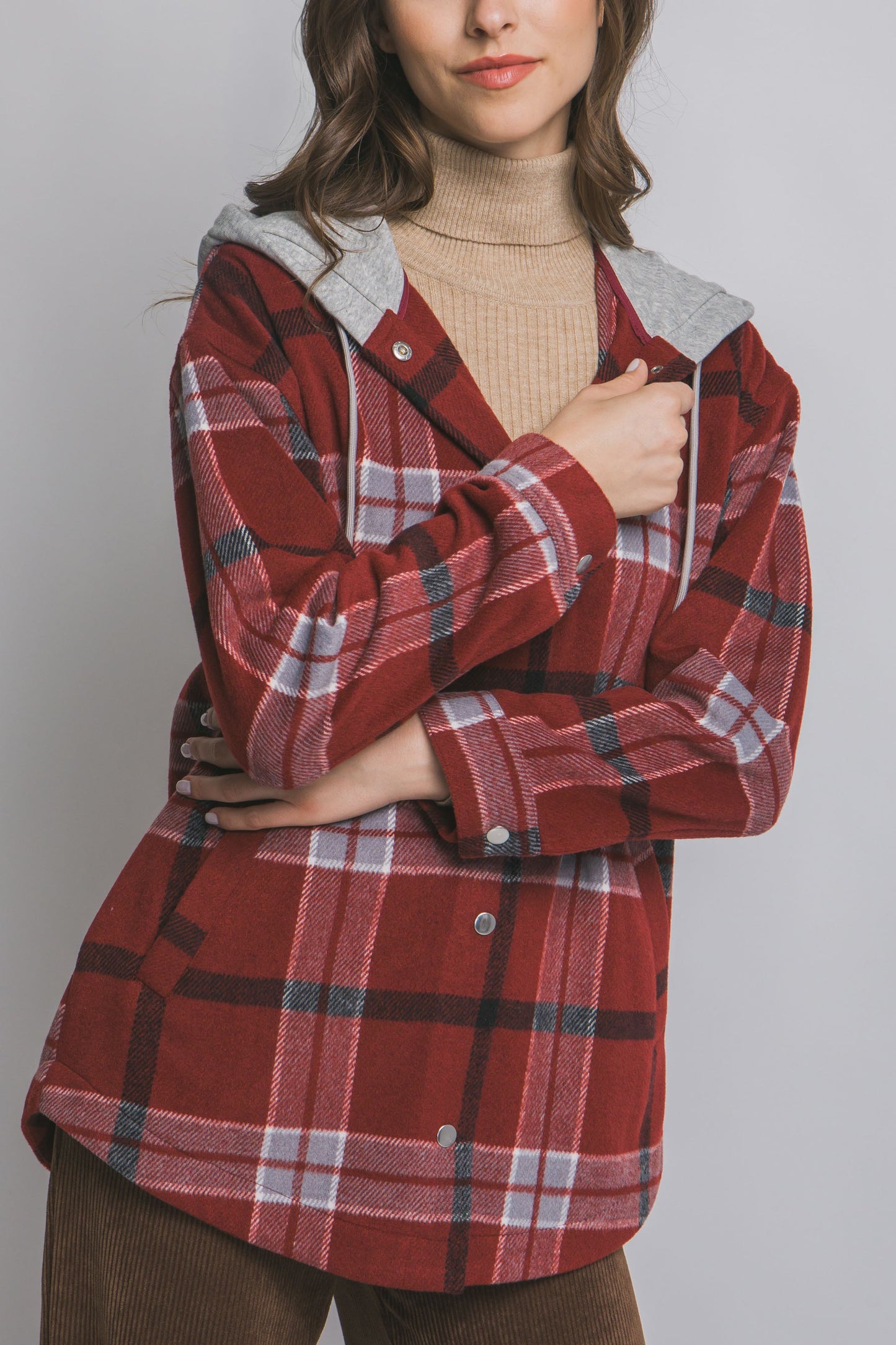 Deep Red Sunny Fall Days Hooded Jacket