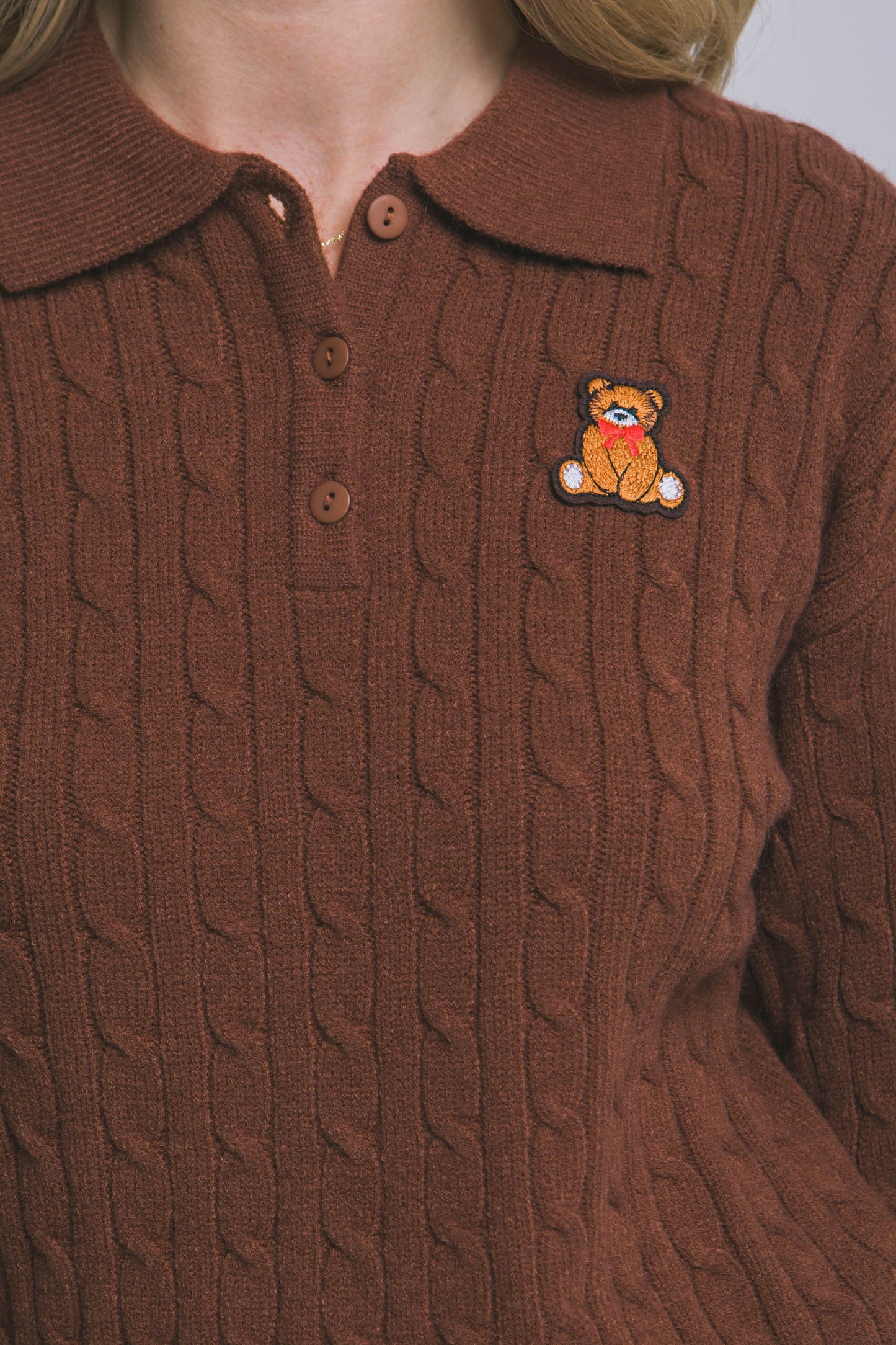 Chocolate Teddy Bear Polo Sweater