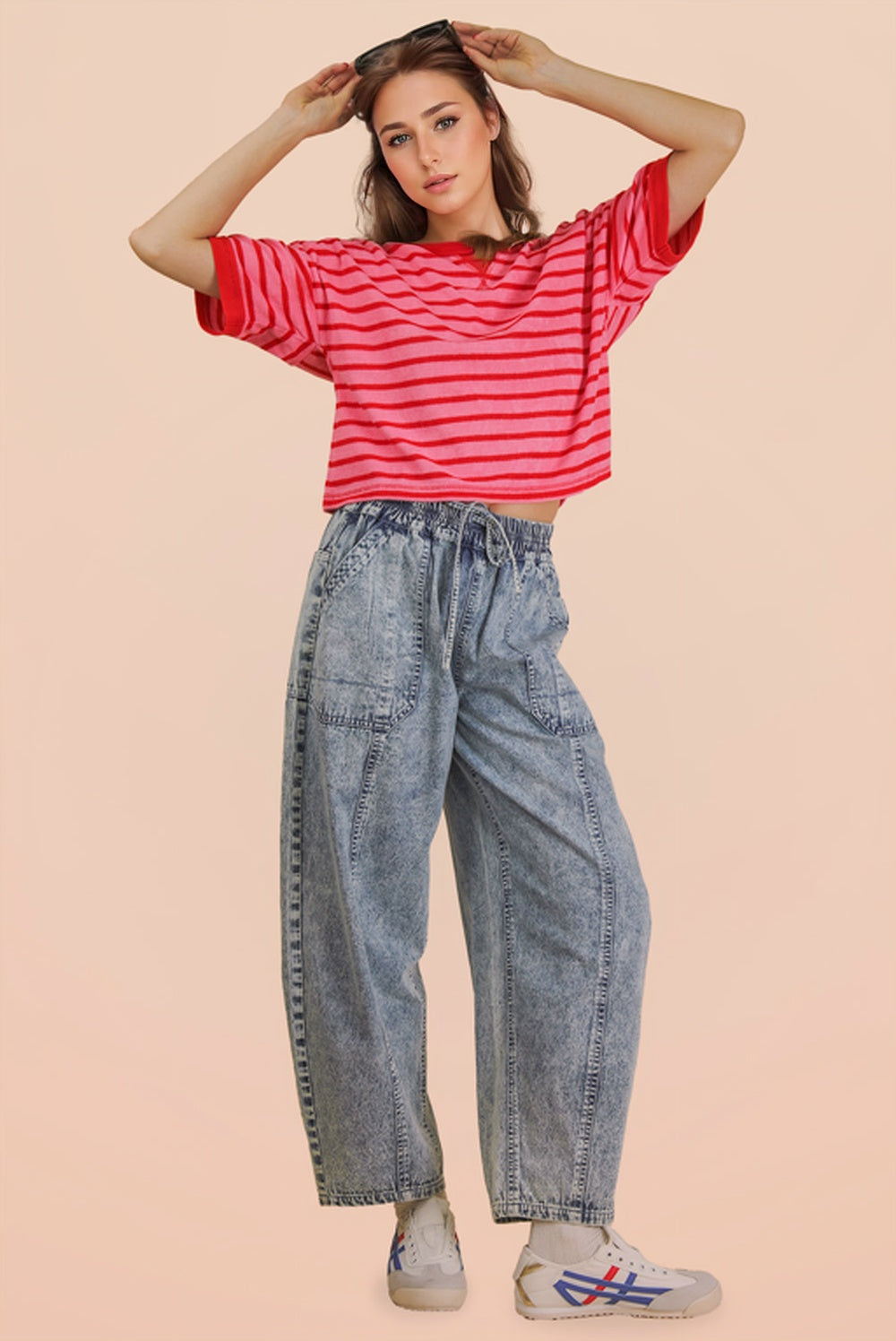The Free & Easy Stripe Top Pink Red
