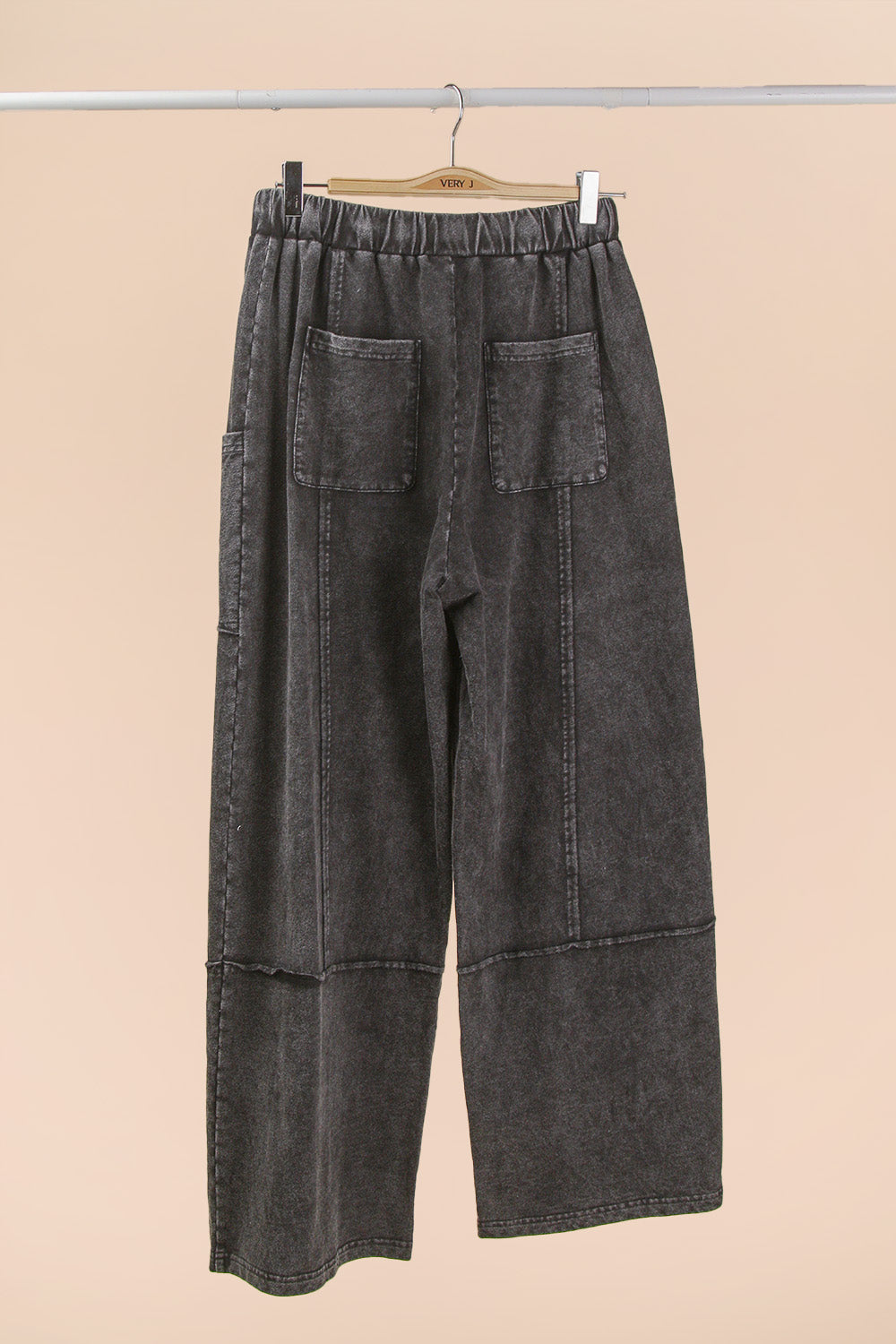 Black Mineral Wash Terry Pants