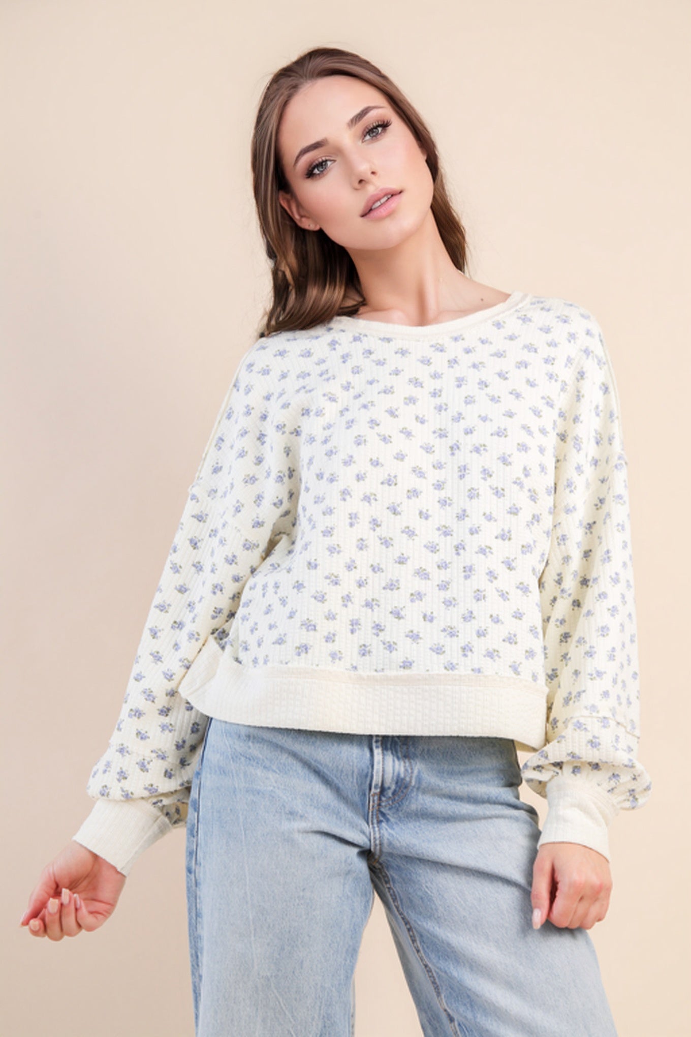 Don't make me blush floral top blue