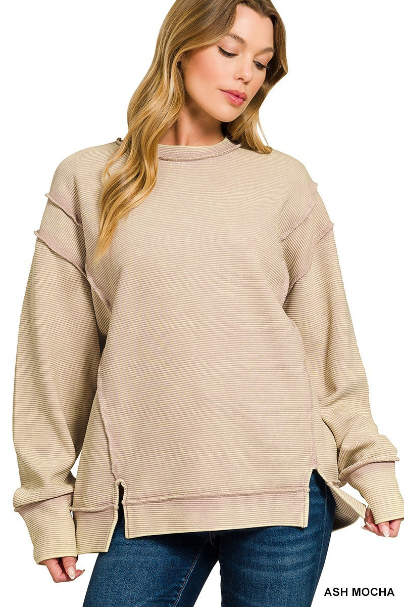 Acid Washed Pullover Ash Mocha