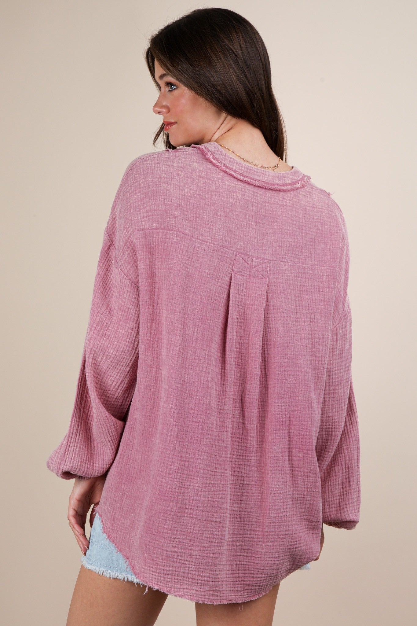 Drift Away Cotton Top in Cool Mauve