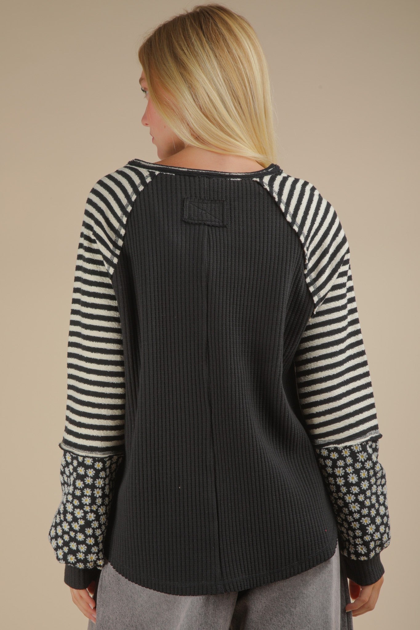 Cute & Casual Oversized Floral & Stripe Top