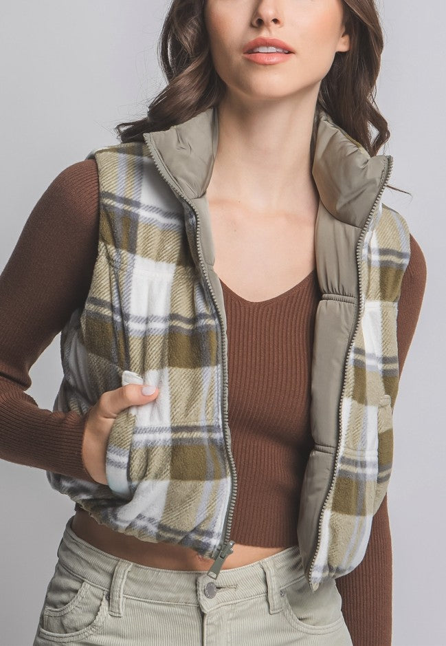 Olive Reversable Puffer Vest