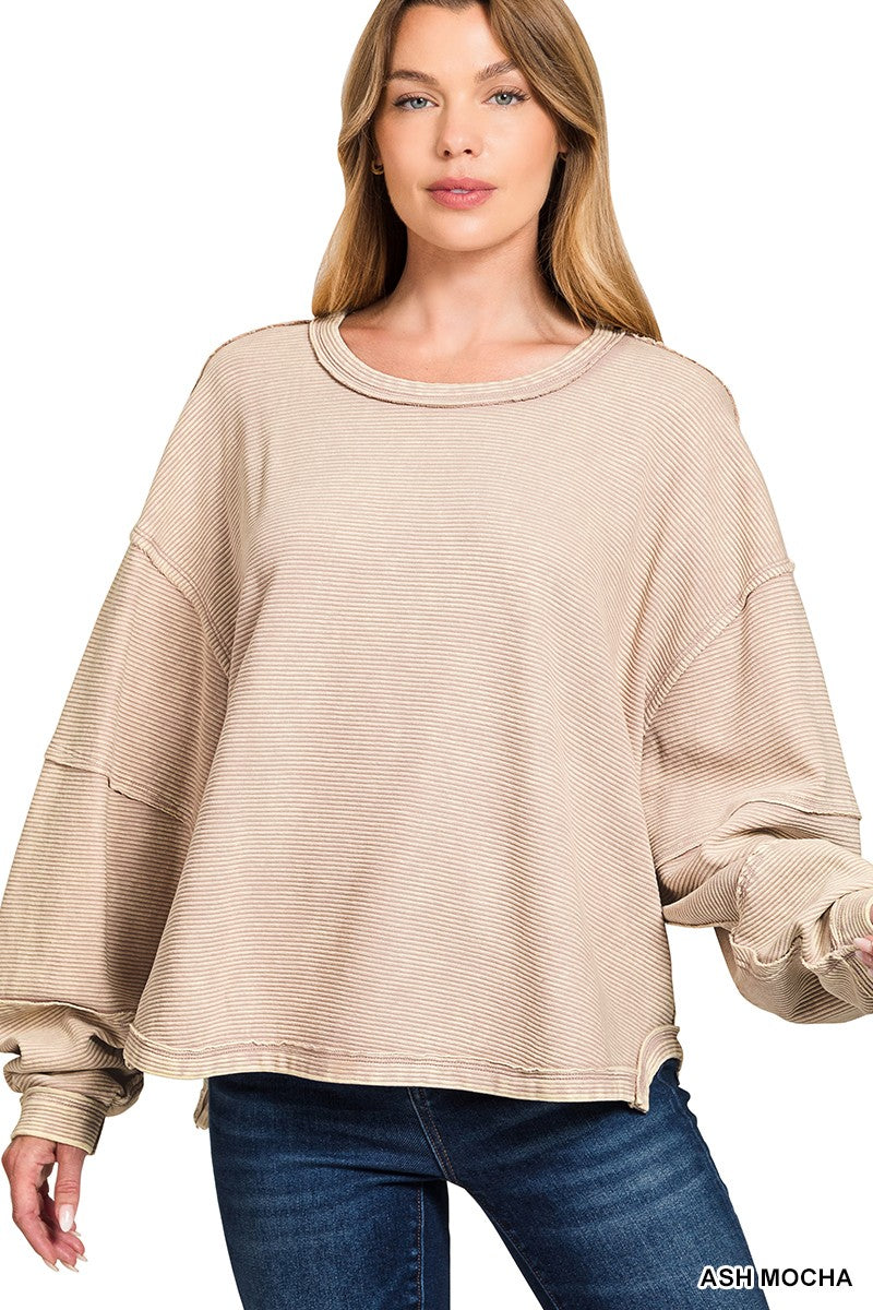 Acid Washed Pullover Ash Mocha