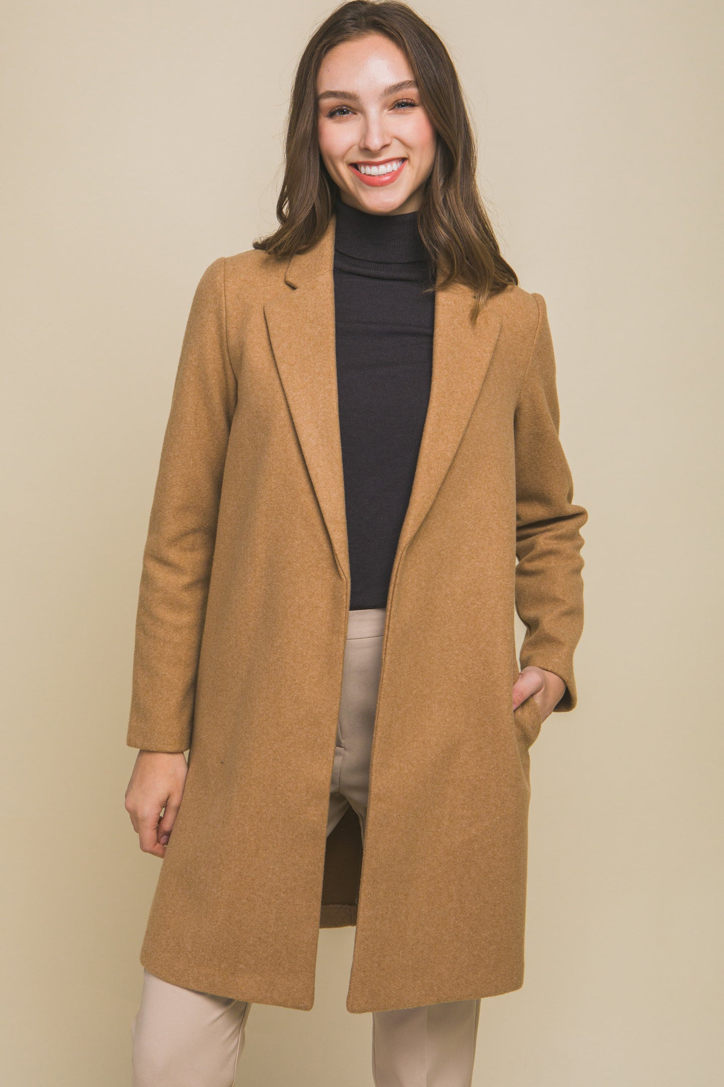 Mocha Fleece Long Line Coat