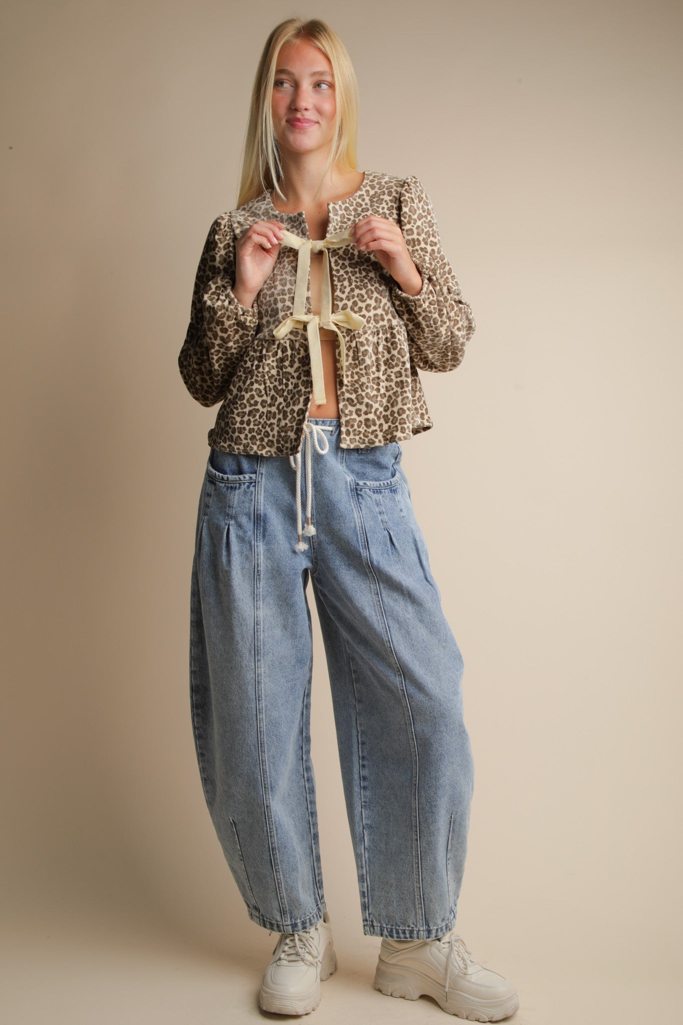 Talk Flirty Leopard Printed Tie Top