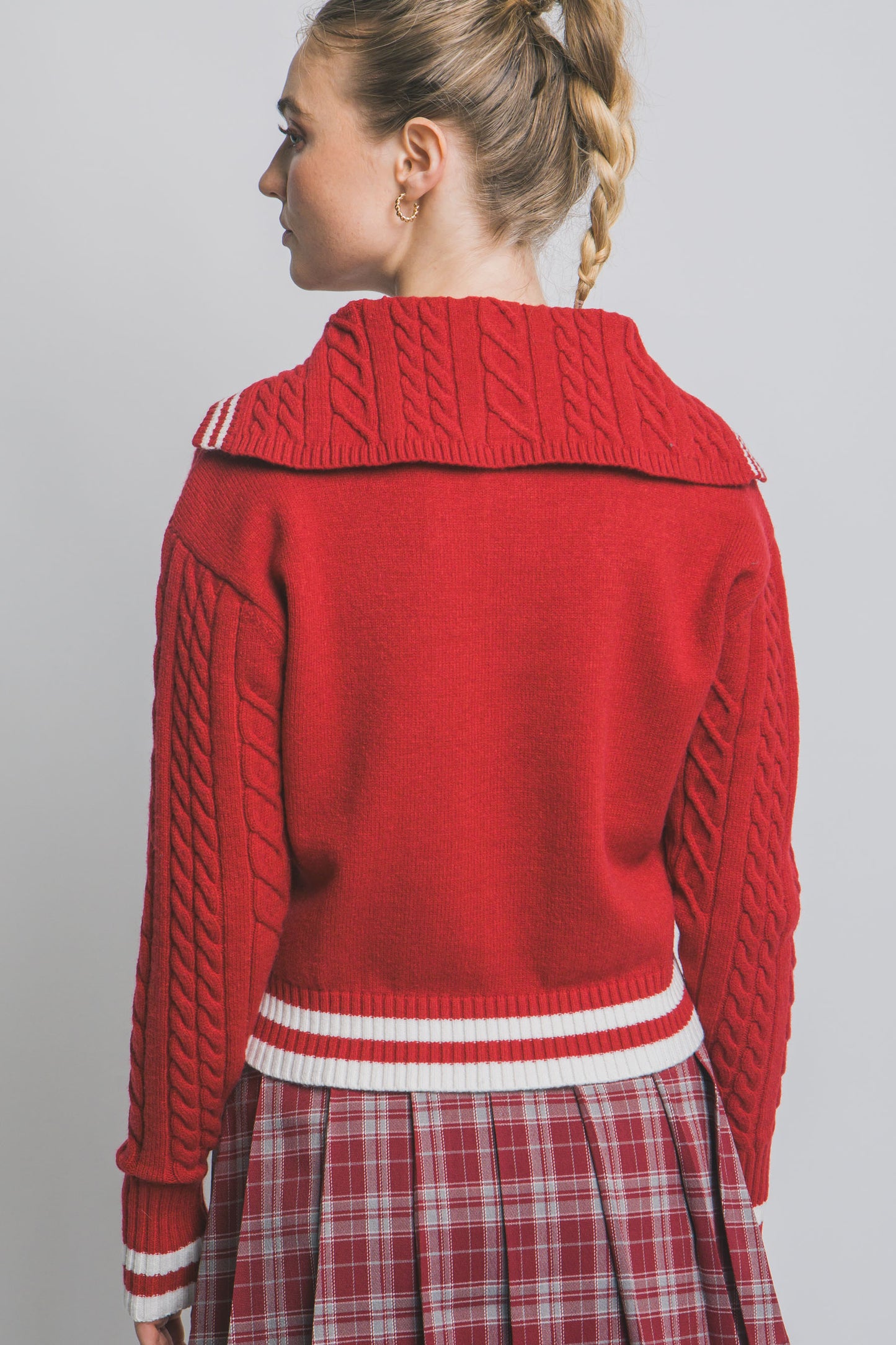 Sail Away Sweetie Collar Long Sleeve Sweater Red