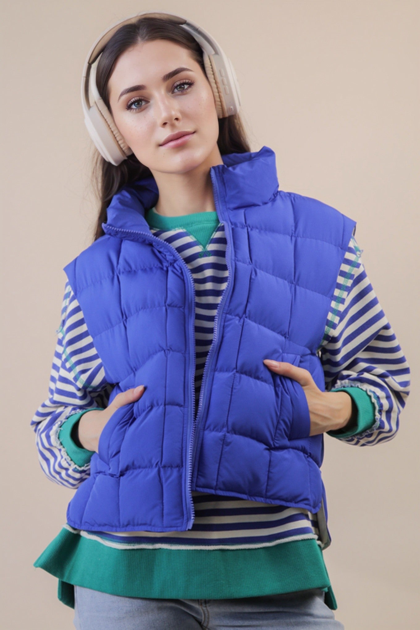 Blue Puffer Padded Warm Vest