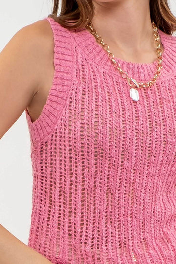 Pretty in Pink Crochet Knit Top