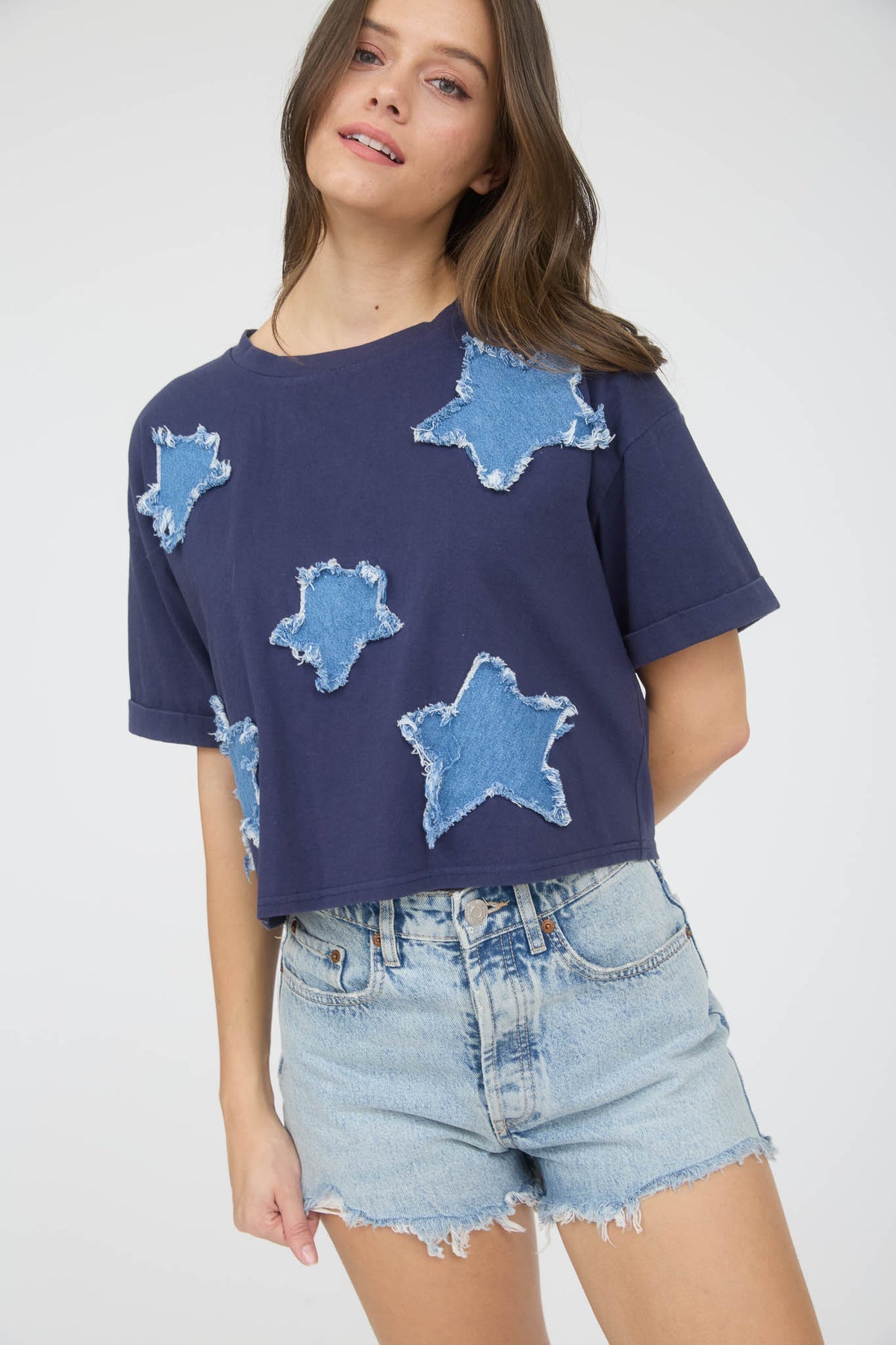 Denim Star Patch Short Sleeve Shirt