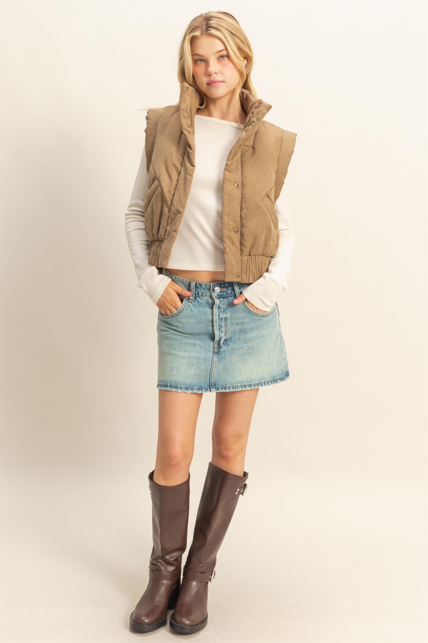 Golden Hour Puffer Beige Vest