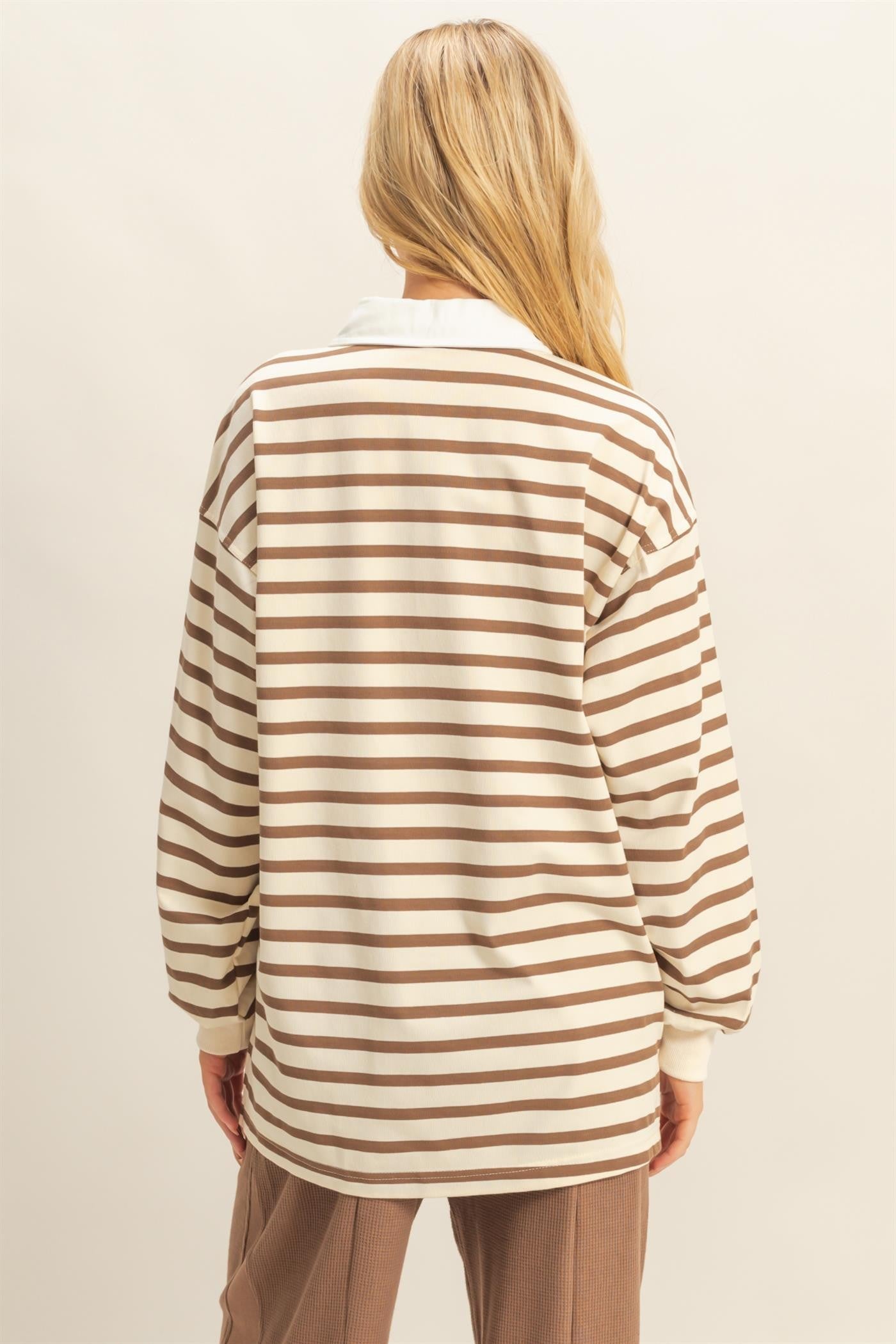 Chestnut Cream Refined Rugby Polo