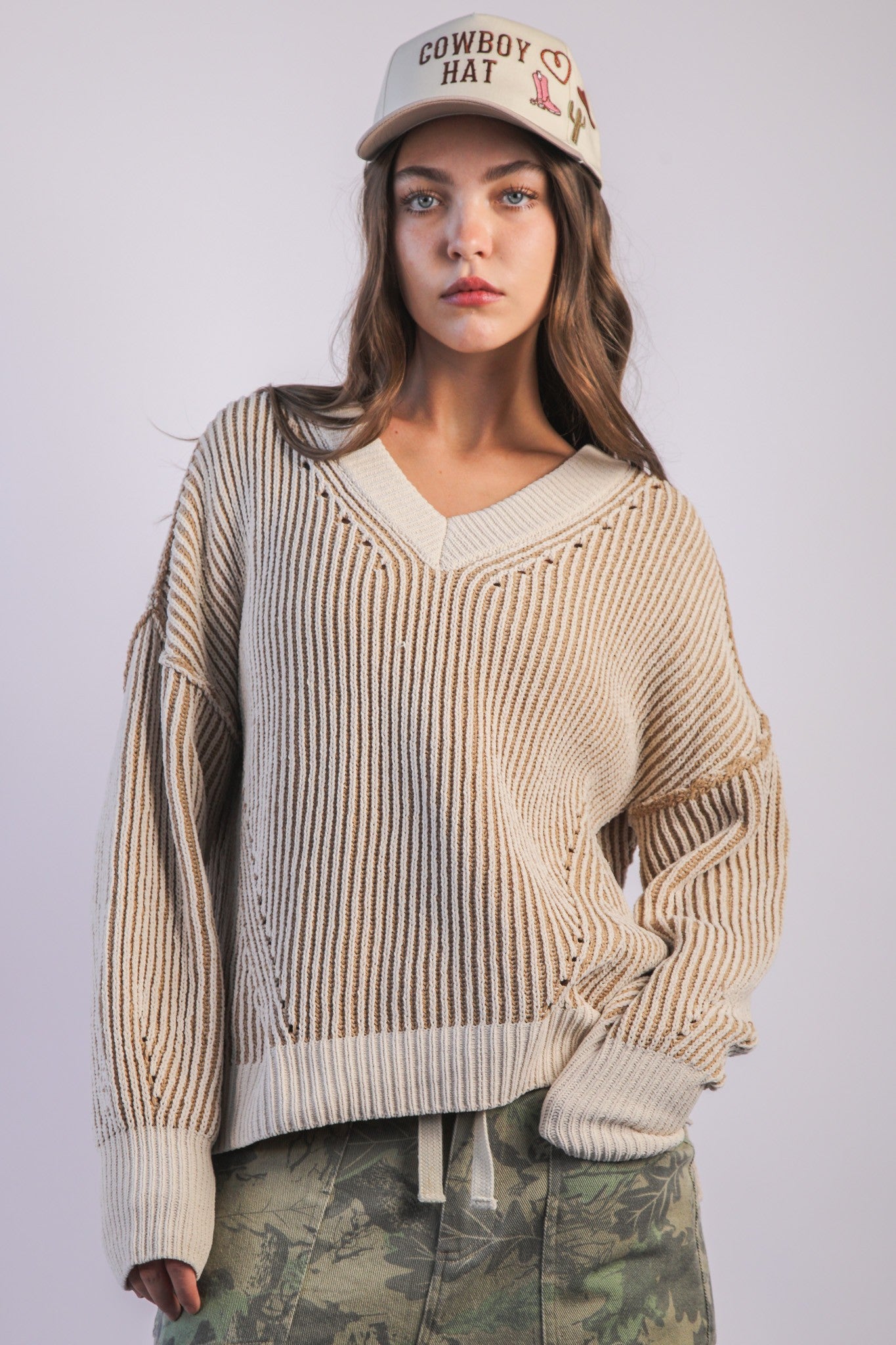 Frosted Chi Two Tone Sweater Top