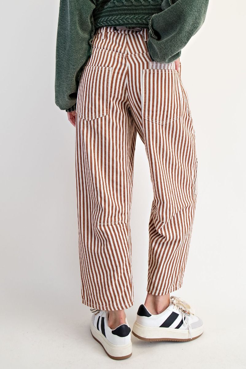 Mocha Striped Washed Twill Pants
