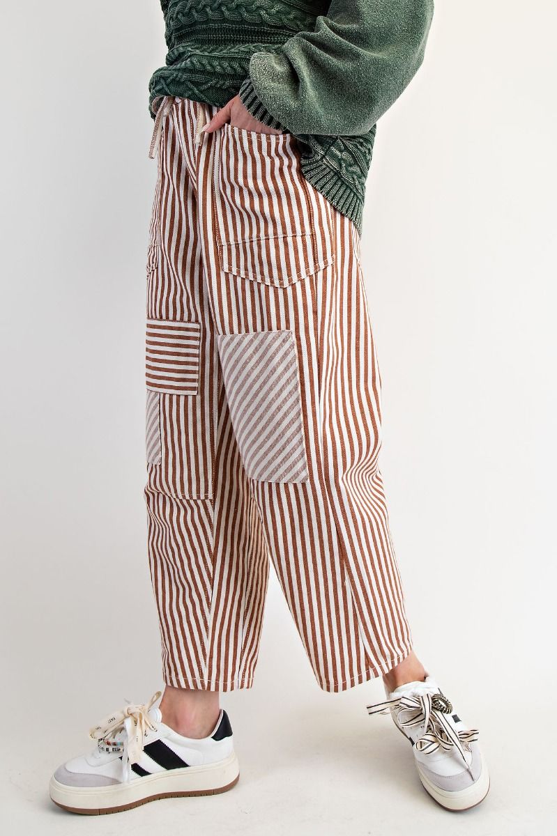 Mocha Striped Washed Twill Pants