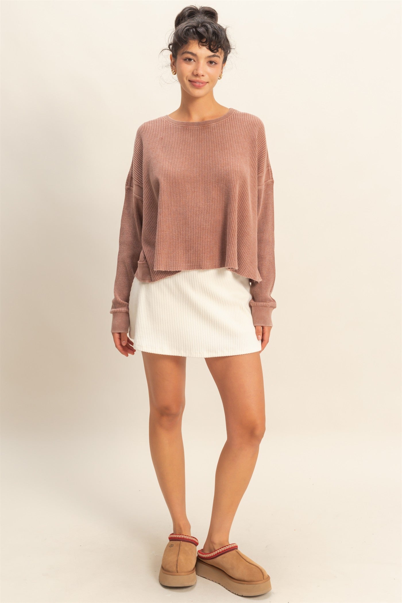 Twist of Charm Open Back Top Chestnut