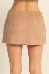Flirty Corduroy Mini Skort Dark Taupe