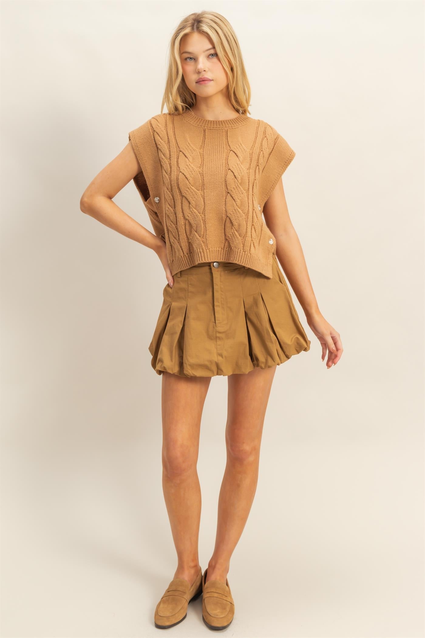 The Piper Cable Knit Sleeveless Sweater Vest