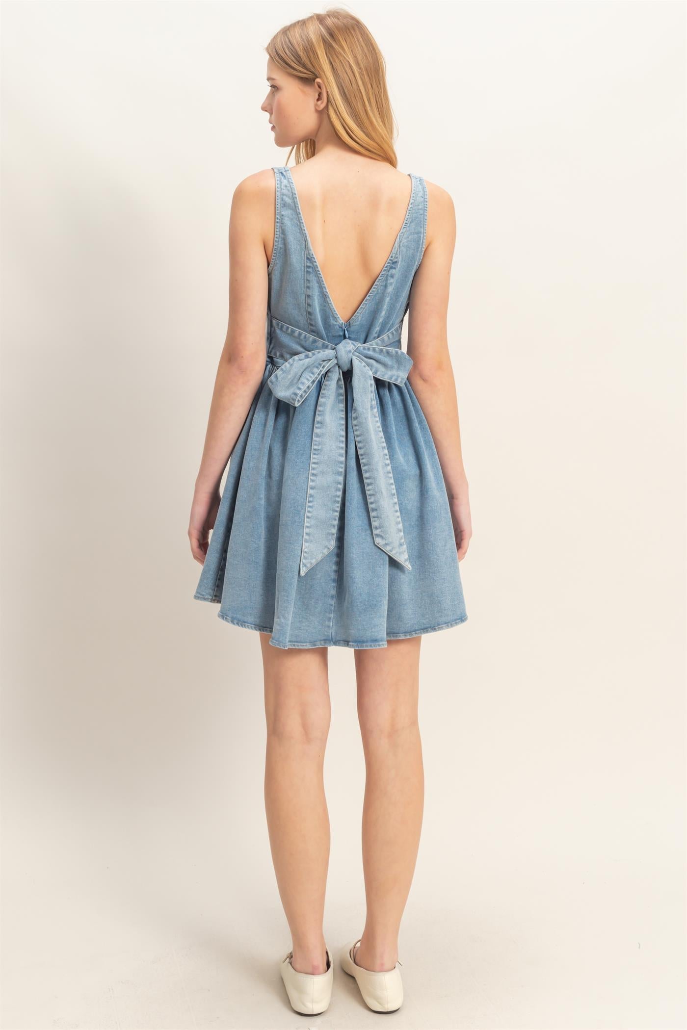 princess polly baby blue dress Mimi Fong Mock Neck Denim Tank Dress in Charcoal – mimifong.com main image 1