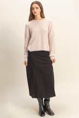 Oversized Fuzzy Sweater Violet Ice Twist Back Detail