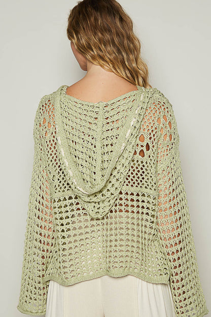 American Flag Stitch Point Sage Hoodie Sweater Top