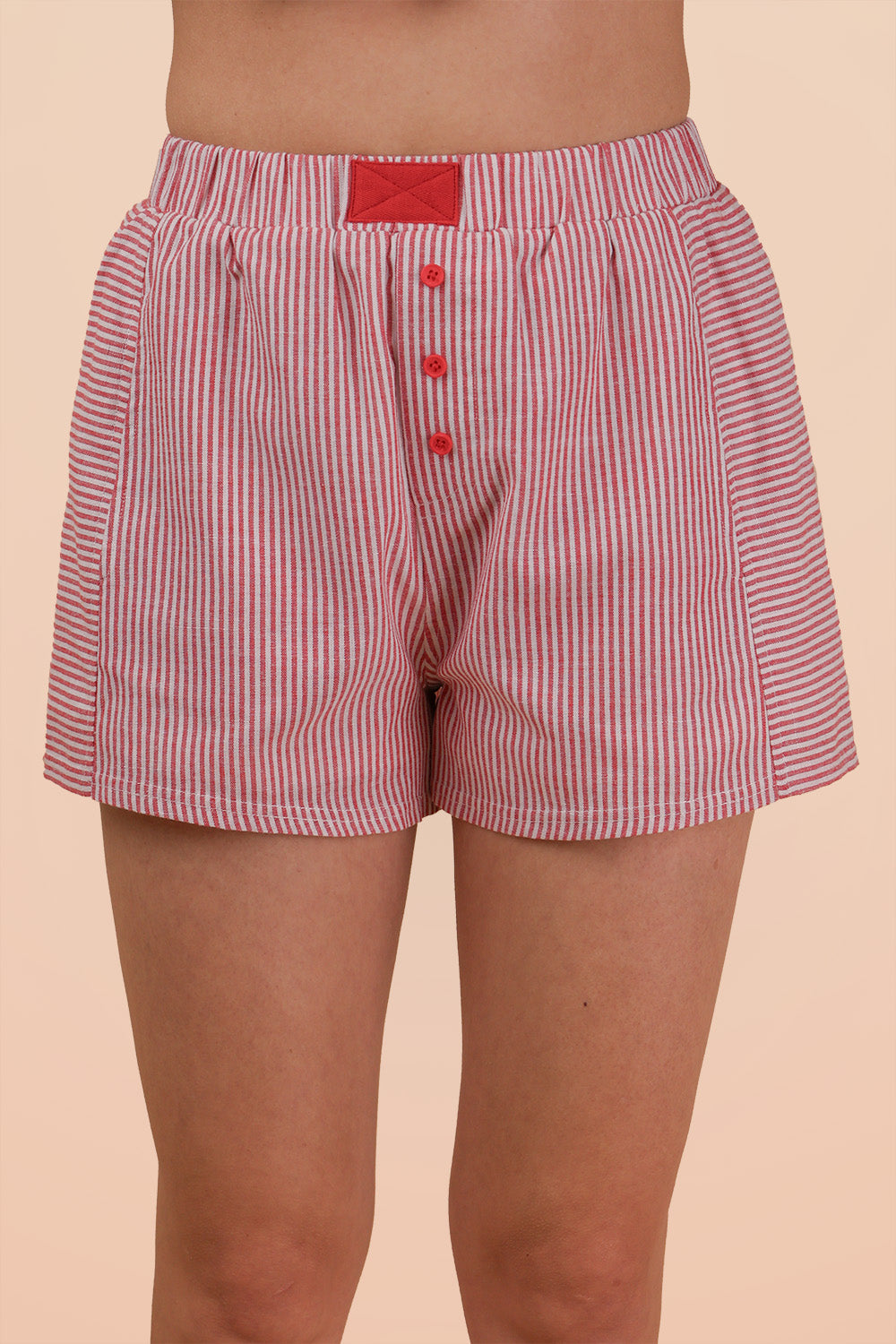 Red + White Stripe Boxer Shorts