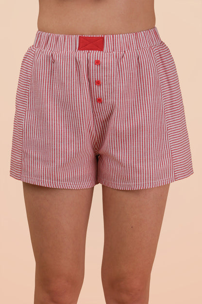 Red + White Stripe Boxer Shorts