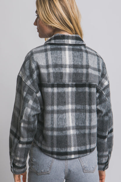 Charcoal Button-down Short Plaid Shacket