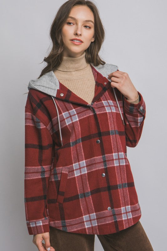 Deep Red Sunny Fall Days Hooded Jacket