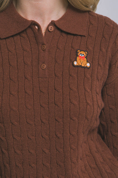 Chocolate Teddy Bear Polo Sweater