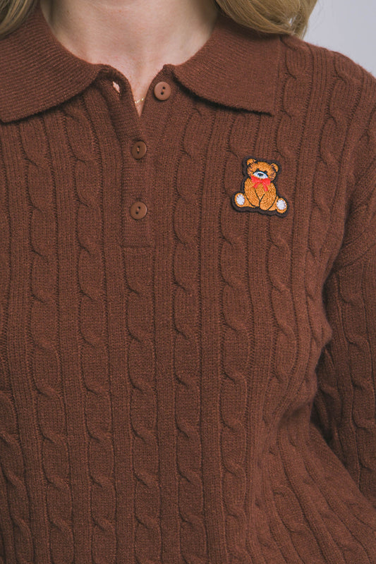 Chocolate Teddy Bear Polo Sweater