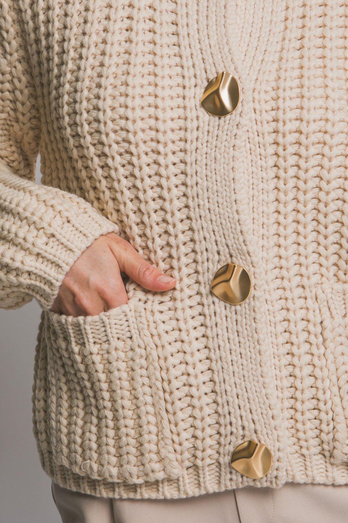 Cream Chunky Knit Cardigan