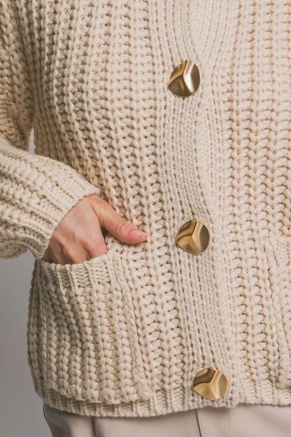 Cream Chunky Knit Cardigan