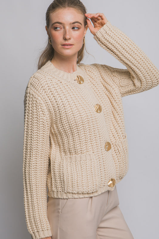 Cream Chunky Knit Cardigan