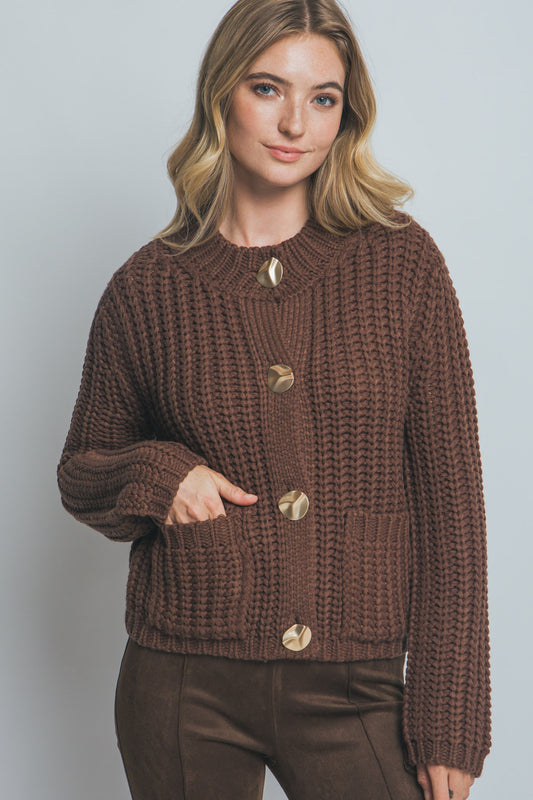 Espresso Chunky Knit Cardigan