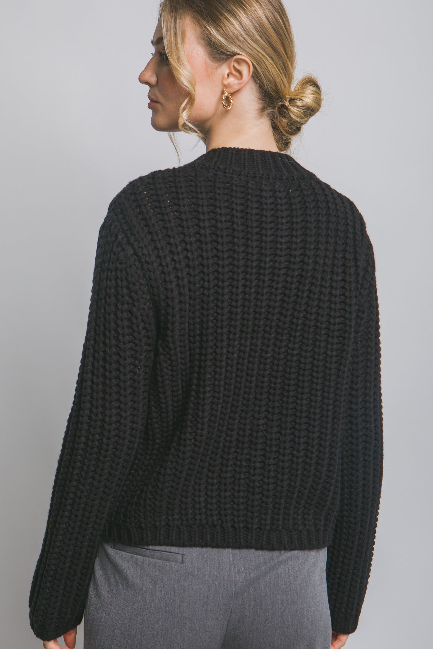 Black Chunky Knit Cardigan