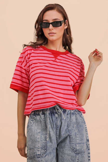 The Free & Easy Stripe Top Pink Red