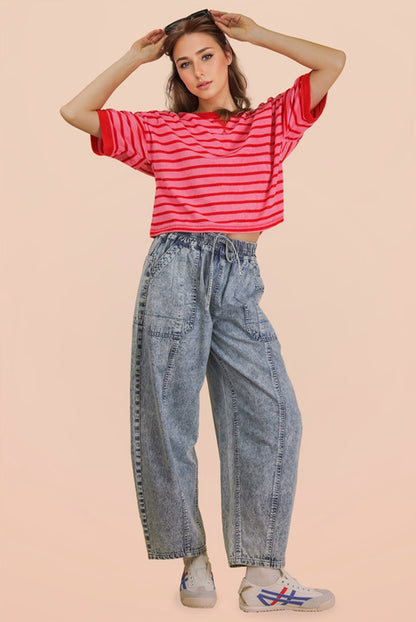 The Free & Easy Stripe Top Pink Red