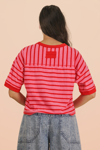 The Free & Easy Stripe Top Pink Red
