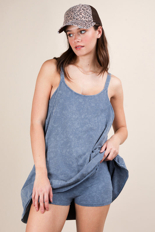 Mineral Washed Shorts Dress