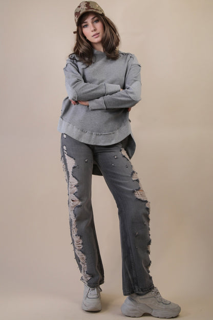 Hazel Grace H Gray Mineral Washed Top